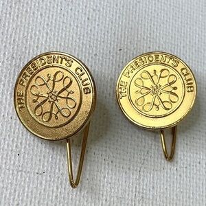 2 Vintage Avon The Presidents Club Lapel Pins 1980s Seller Award Gold Toned Pair